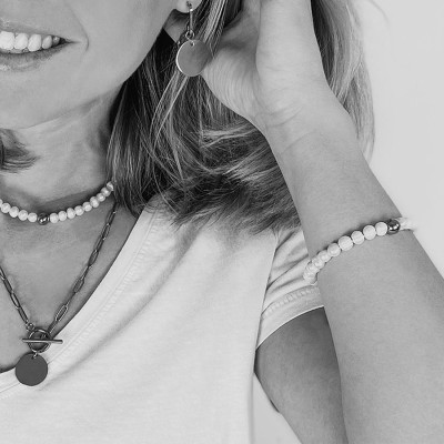 Perlový choker náhrdelník Marilda - chirurgická ocel, sladkovodní perla